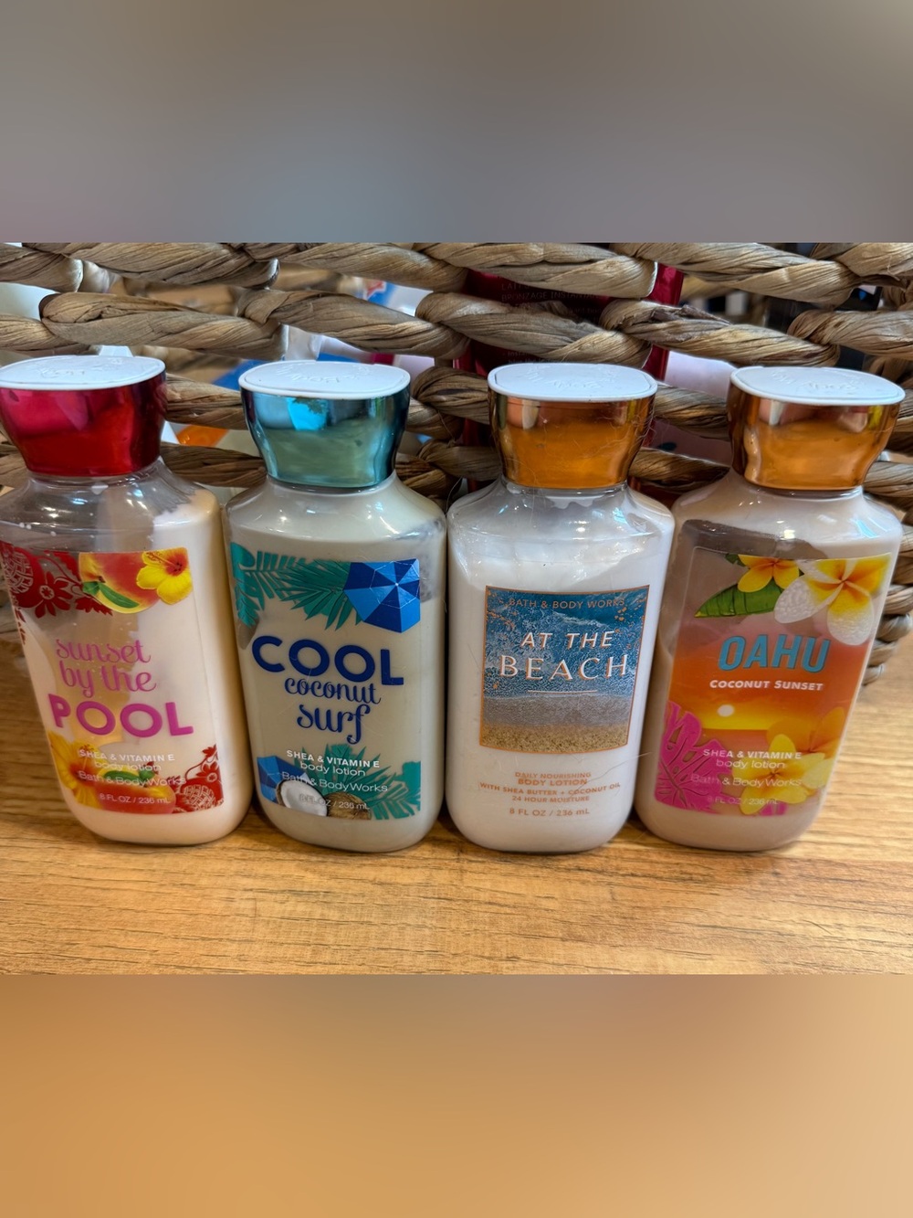 Beach tropical themed bath and body works lotion variety pack bundle of 4